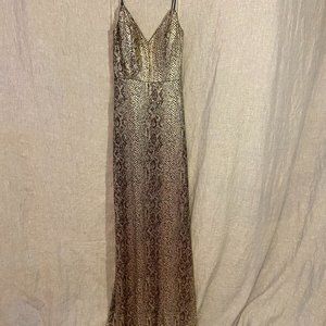 Teeze Me Metallic Gold Backless Strappy Dress Size 1